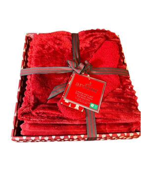 Ardour Red Sherpa Throw Gift Set with socks